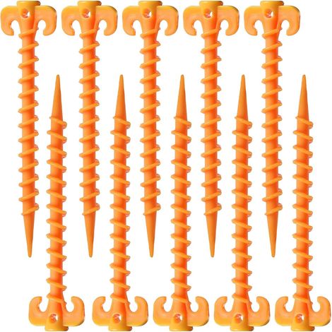 10Pcs Ground Pegs Quality PP Plastic Tent Stakes Rope Nail for Outdoor Tent Equipment Tent Accessory for Beach, Beach, Jungle, Mud.Yellow(20cm×4.5cm) (1/5)