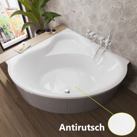 ECOLAM Badewanne BALA 140 x 140 cm mit Antirutsch + Styroporverkleidung befliesbar Eckbadewanne rutschfest symmetrisch (1/5)