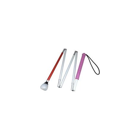 1 weißer, faltbarer Aluminiumstock, 5-teilig, mit Radspitze und reflektierenden Streifen, für Sehbehinderte (1/5)