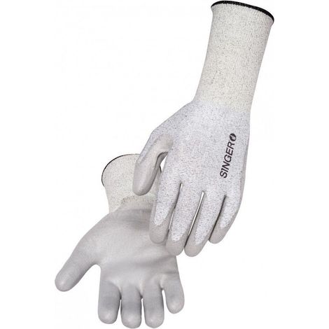 Gants Anti-Coupure Tricotes PEHD Enduction PU - Protection Niveau 5 EN 388 - Poignet Renforce - Taille 7 - Lot 12 Paires (1/2)