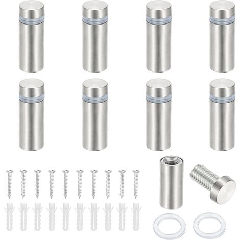 Lot de 8 vis entretoises de 1,2 x 3 cm en acier inoxydable pour panneau mural, matériel de montage, clou pour accrocher des panneaux en acrylique, cadre photo, argent (1/5)
