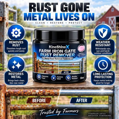 KineShineX Rostentferner für Hoftore, Rostreiniger und Reparaturmittel für Metalltore im Außenbereich, Scharniere für Hofzäune (1/5)