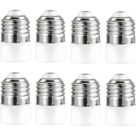 8 unidades de adaptador de casquillo E27 a E14, adaptador universal E14 E27 para portalámparas E27, base divisora universal para bombillas LED, halógenas e incandescentes, fácil instalación (1/5)