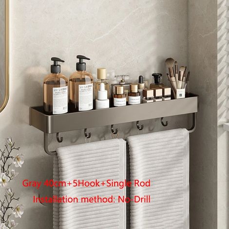 (Style gris 4.2 gratuit) Étagère de douche murale flottante pour salle de bain, étagère de toilette, étagères de rangement pour placards de cuisine, organisateurs (1/5)