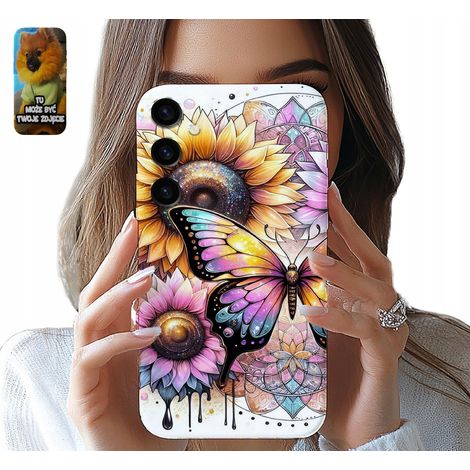 Custodia con vetro e girasoli a farfalla per Samsung Galaxy S24 (1/5)