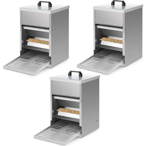 Randaco Mangiatoia automatica per polli – Mangiatoia da 5KG con pedale, portello e coperchio impermeabile, per polli, anatre e tacchini 42x41x25 cm