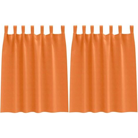Rideaux occultants avec anneaux de suspension, 2 pièces, orange vif, 140 x 140 cm (1/4)