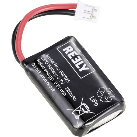Reely Pack de batterie (LiPo) 3.7 V 220 mAh Nombre de cellules: 1 cosse plate mâle A808352 (1/2)