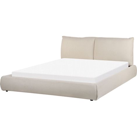 Letto matrimoniale tessuto beige 160x200 cm Vinay