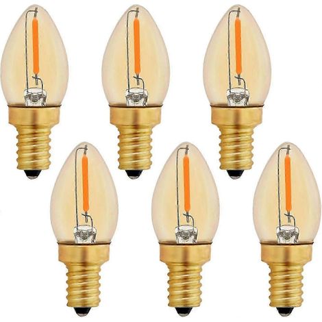 Ampoule LED C7 E12 220 V 0,5 W, équivalent à 5 W à filament, couleur ambre, veilleuse décorative blanc chaud 2200 K, non dimmable, lot de 6 (1/5)