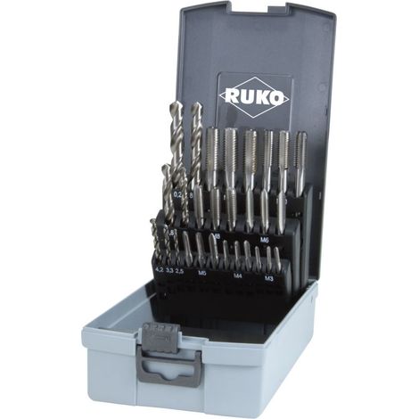 RUKO 28 pezzi  set maschi  a mano  M DIN  352 HSS  in cassetta  di plastica  - 245003RO