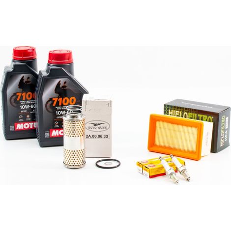 Kit Révision Filtres Bougies pour MOTO GUZZI V7 III STONE NIGHT PACK 750 de 2019 à 2020 - MOTUL 7100 10W60 2L