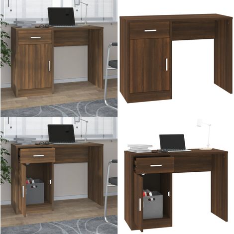 Scrivania Cassetto rovere marrone 100x40x73cm Legno Multistrato - Scrivania in legno multistrato - Scrivania rovere marrone