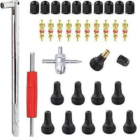 Outil Dépose Valve Pneu 23 Pièces Extracteur Noyau Réparation Voiture 10 Noyaux Valve