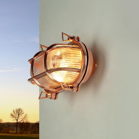Außenwandlampe Messing massiv IP64 Kupfer E27 Maritim Wandleuchte außen Garten