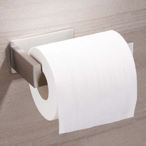 Porte-rouleau de papier toilette sans perçage - Autocollant - En acier inoxydable - Pour cuisine et salle de bain (1/5)