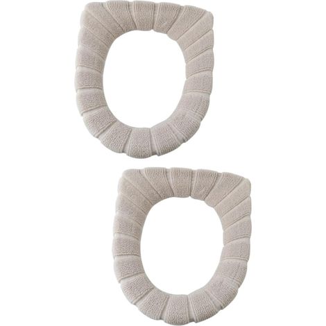 WC-Sitzbezüge – 2 Stück – Polyester – Dehnbar und waschbar – Warm und komfortabel – Beige (1/5)