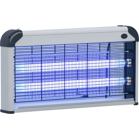 Lampe anti-moustiques électrique 30 W avec effet UV, 60 m², 48,5 x 8,5 x 26,5 cm, argent