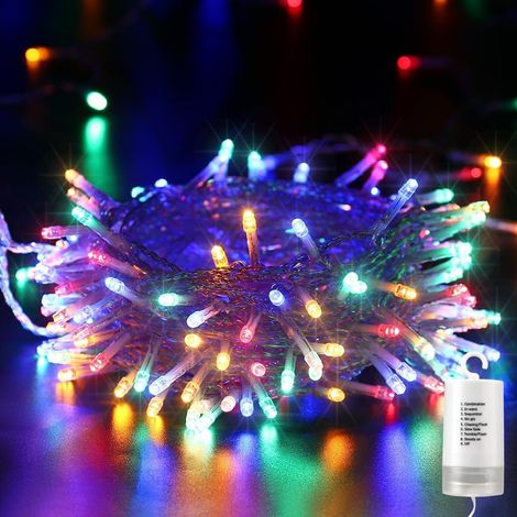 Guirlande Lumineuse Noel a Piles 20M 200 LED Blanc Chaud Lumières de Noel Exterieur, 8 Modes Guirlande Lumineuse Sapin aves Minuterie et Fonction Mémoire pour Decoration de Arbre Noël