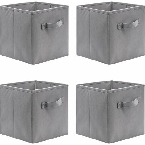 Juego de 4 cubos de almacenaje plegables, 31 x 31 x 31 cm, cajas de almacenaje abiertas de tela no tejida, cajón de tela, para juguetes y ropa (1/4)