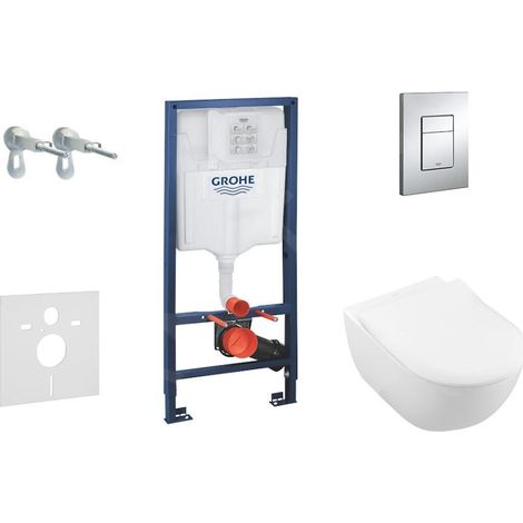 Grohe Rapid SL - Ensemble bâti-support, cuvette de toilette et siège Subway 2.0, DirectFlush, SoftClose, CeramicPlus et plaque Skate Cosmo, chrome 38528SET-KI (1/5)