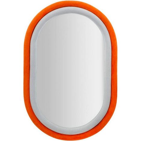 Dmora - Specchio Marinetti, Specchiera, Articolo d'arredo a muro, Decorazione con specchio, 60x4 h90 cm, Arancione e Grigio
