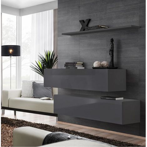 Commode - Switch SB II - 2 bancs TV - 1 étagère - Graphite - Livraison gratuite