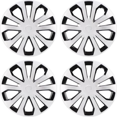 4 enjoliveurs 16 pouces universels ABS – Kit R16 voitures camion SUV argent noir, carrosserie (1/5)
