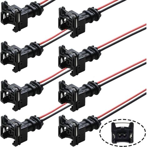 8 pièces Connecteur d'injecteur de carburant EV1 OBD1 Plug Wire Harnais Pigtail Câblage Clip