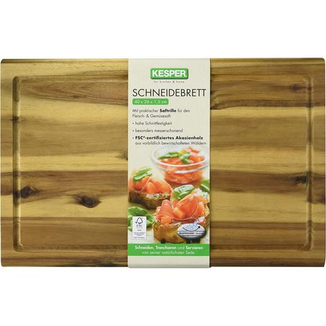 Planche à découper en bois d'acacia, 40 x 26 cm, KESPER
