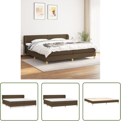 The Living Store Boxspringbett mit Matratze Dunkelbraun 200x200 cm Stoff - Boxspringbett - Doppelbett - Bettenrahmen - Lattenrost - Matratze (1/5)
