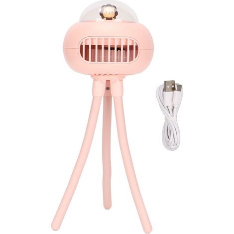 Ventilateur de poussette portable USB rechargeable 4 vitesses silencieux avec trépied et rotation 360° pour vélo rose (1/5)