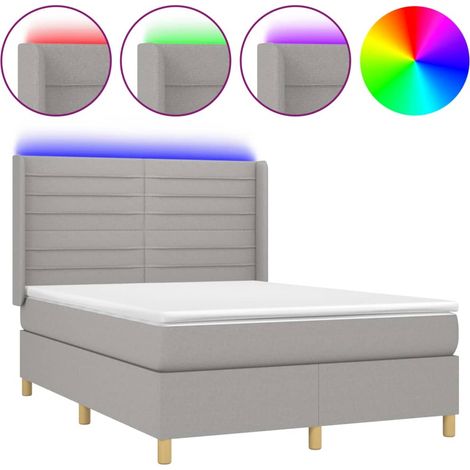 Maison Exclusive - Letto a Molle Materasso e LED Grigio Chiaro 140x200 cm Tessuto
