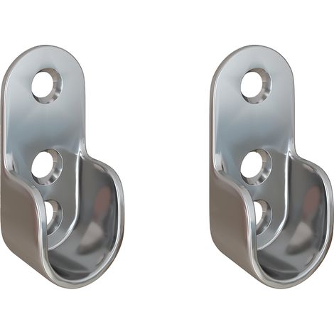 Verchromte Stangenhalter Kleiderstangenhalter oval Schrankrohrhalter Zamak Wandhalter (1/2)