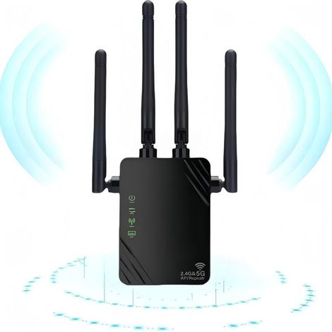 WLAN-Repeater, 2024 Neuer WLAN-Verstärker, 1200 Mbit/s WLAN-Verstärker, Dualband 5 GHz und 2,4 GHz WLAN-Verstärker, Repeater-/Router-/AP-Modus, 4 Antennen, ideal für Zuhause und Büro