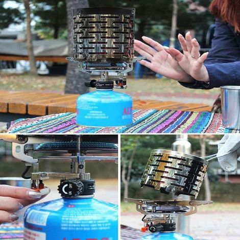Chauffage portable pour camping - - Léger et portable - Acier inoxydable - Haute efficacité thermique (1/4)