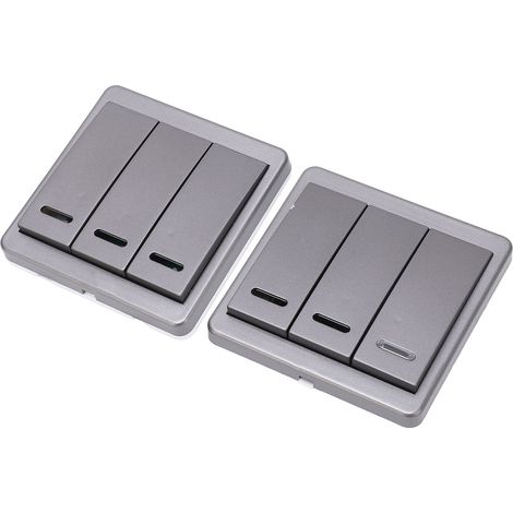 BERM@ (Homologué) Interrupteur sans fil 170240 V avec télécommande pour usage domestique, double panneau de commande pour chambre et salon (Livré avec batterie intégrée) (Modèle fournisseur : Gris BEM (1/5)
