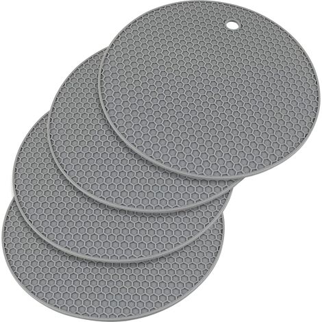 Pack Silicone Trivet Mats, Non-Slip Silicone Coasters, Durable, Waterproof and Non-Slip, Suitable for Pots, Pans, Teapots and Bowls (Grey) (1/5)