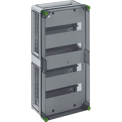 Spelsberg Automatengehäuse, transparent, Schutzart IP65, 56 TE, Schlagfestigkeit IK08, Schutzklasse II, Bemessungsisolationsspannung 400V AC, halogenfrei, 01545601