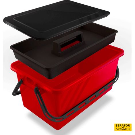 Boite de rangement 10 L Rouge - couvercle noir - SERATOU - 5910016 (1/5)