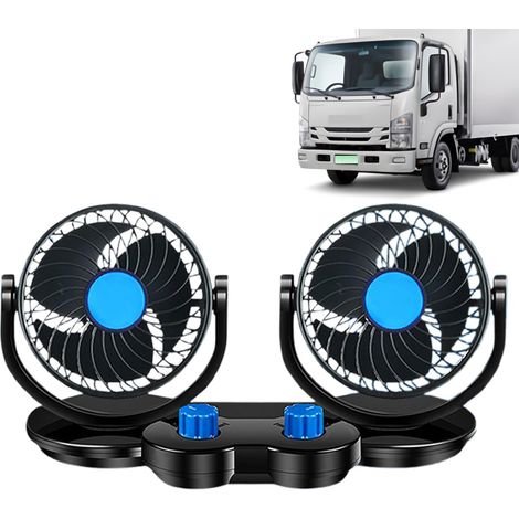 Ventilateur de siège de voiture Ventilateur à double tête 12 V/24 V RV – Pièces auxiliaires automobiles pour bateau, camping, VTT, tableau de bord, camping-car, semi-fourgonnette arrière, tracteur (1/5)