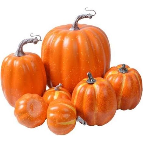 7 künstliche, kürbisförmige Herbstdekorationen für Thanksgiving, Halloween und Weihnachten (1/5)