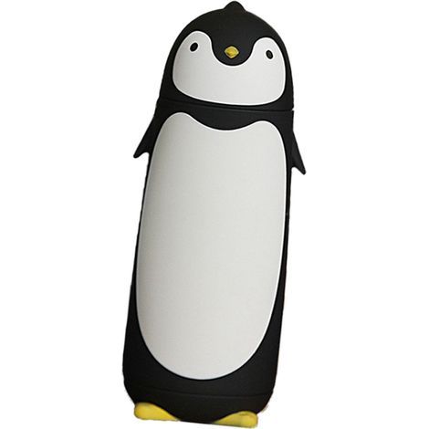 Isolierte Wasserflasche Penguin, 300 ml, schwarz, ideal für Outdoor-Aktivitäten. (1/5)