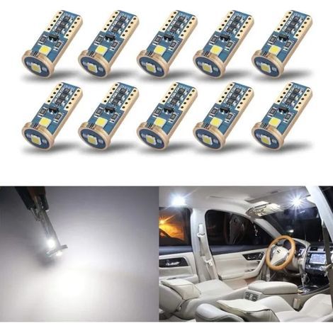 HONORNIC - Lot de 10 ampoules LED T10 168 194 Wedge extrêmement lumineuses pour l'intérieur de la voiture dôme carte porte feux de plaque (1/5)
