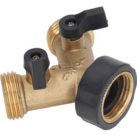2-Wege-Kugelhahn, robuster Ventilschalter aus Messing und Kunststoff, 3/4-Zoll-Gewindeanschluss aus Messing für Gartenschlauch und Bewässerung. (1/5)