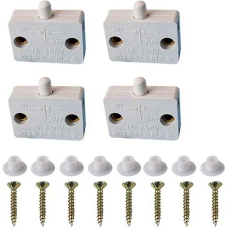 Lot de 4 interrupteurs pour portes d'armoires, tiroirs, lampes, ouverture et fermeture, compatibles avec 12 V, 24 V, 110 V, blanc