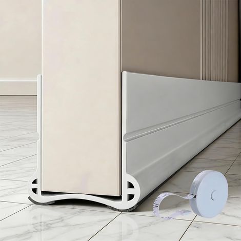Door Seal 93 cm, Door Bottom Seal Anti-Draught Excluding, Sound and Thermal Insulation, Self-Adhesive Reusable, Fits Doors 3.5 to 5.5 cm Thick (White) (1/5)