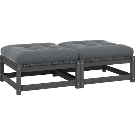 Lot de 2 Canapés de jardin avec coussins Canapé Repose-pied relax - Gris Bois de pin BV594814 - BonneVie (1/5)