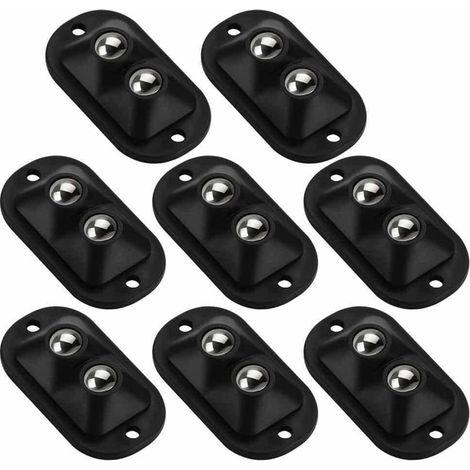 Sollbry Juego de 8 ruedas autoadhesivas para muebles - Ruedas planas autoadhesivas - Negras (1/4)