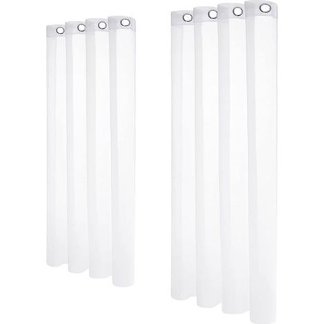 Lot de 2 Voilage Blanc à Oeillets Rideaux Enfants Voile Fenetre 140x180cm (1/5)